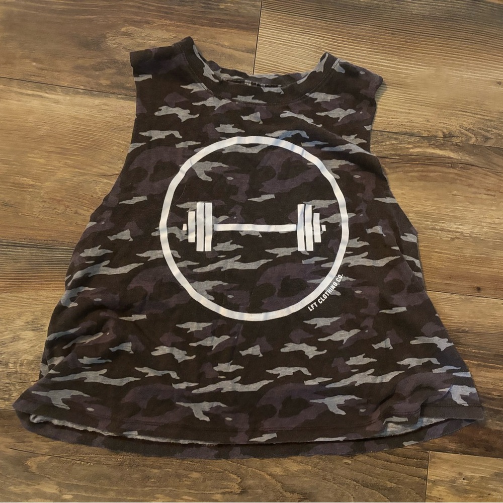 Black and Gray Muscle Tee with Camo Pattern